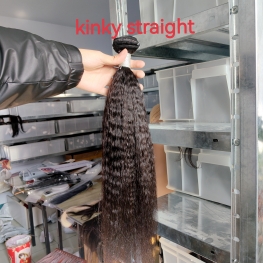 Kinky straight hair bundle 100% cuticle aligned burmese virgin hair material