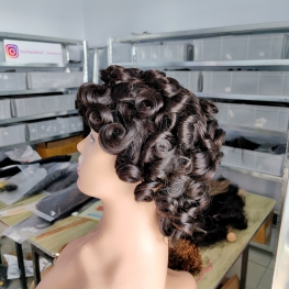 Machine pixie wig 100% cuticle aligned burmese virgin hair material