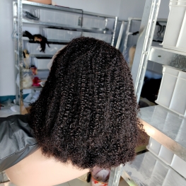 250% Double drawn 13x4 afro kinky curl bob wig 100% cuticle aligned burmese virgin hair material