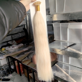 Flat tip 100g/100pcs blonde color 100% cuticle aligned Chinese virgin hair material