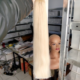 Hair weft 100g blonde color 100% cuticle aligned Chinese virgin hair material