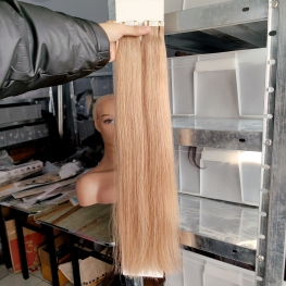 Pu Tape 100g/40pcs honey color 100% cuticle aligned Chinese virgin hair material