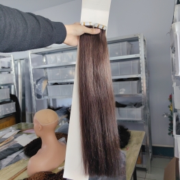 Pu Tape 100g/40pcs brown color 100% cuticle aligned Chinese virgin hair material
