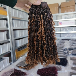 Piano color Pixie curl hair bundle 100% cuticle aligned burmese virgin hair material
