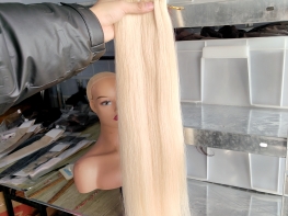 Pu Tape 100g/40pcs blonde color 100% cuticle aligned Chinese virgin hair material