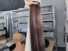 Pu Tape 100g/40pcs brown color 100% cuticle aligned Chinese virgin hair material